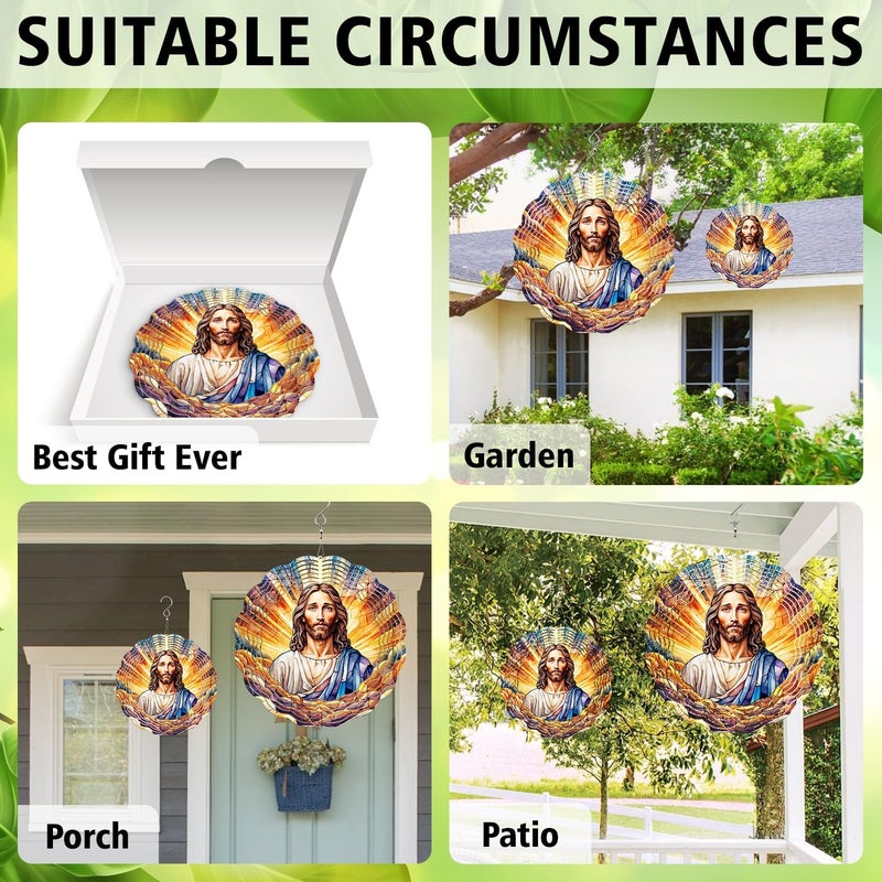 PODMemory Jesus Wind Spinner, Jesus Wind Spinner Hanging for Yard and Garden, Unique Gift Wind Spinner, 3D Hanging Wind Spinner Outdoor - Image 5